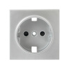 Валенсия Лицевая панель розетки 1-местной с/з 16А сталь с защ, штор, EKF