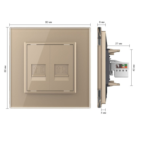 Розетка ТЛФ/КОМП RJ-45 Золотая Livolo