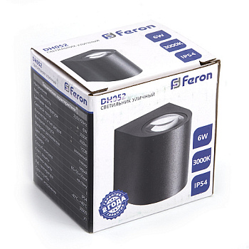 Светильник уличный светодиодный, 6W, 400Lm, 3000K, серый DH052 FERON