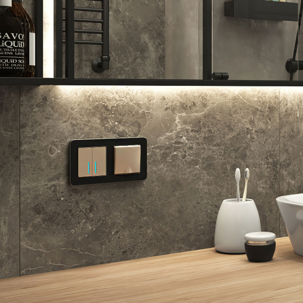 Platinum Рамка на 2 поста черный алюминий Werkel