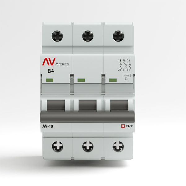 Выключатель автоматический ВА МОД 3П 4А В 6кА Averes EKF