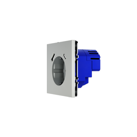 Розетка встраиваемая Voltum S70 с заземлением и защитными шторками, 16А, с USB, A+C, (сталь)