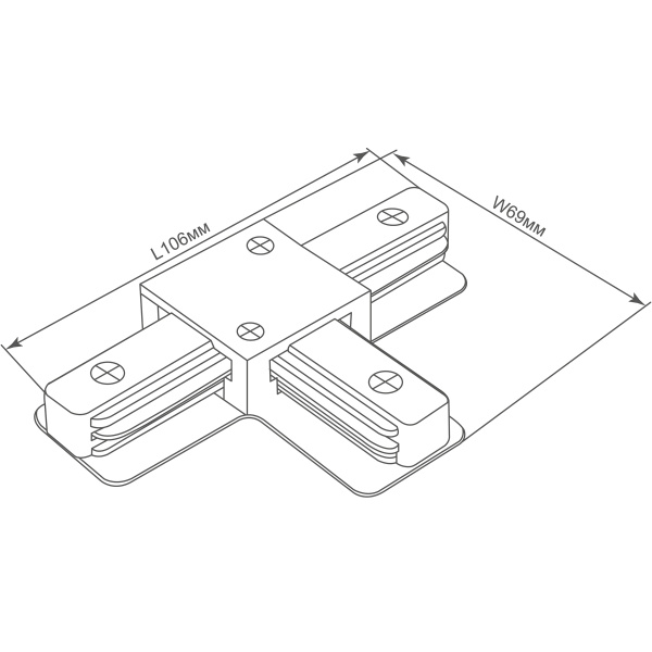 Donel T-образный токопроводящий соединитель для шинопровода, черный, пластик, 106х69 мм, серия: DN01