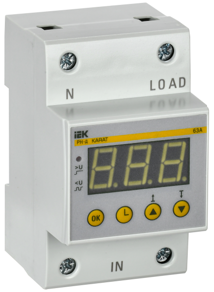 Реле напряжения РН-д однофазное 54мм 63А IEK
